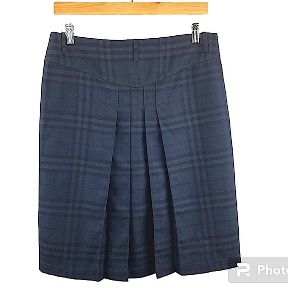 Burberry London Plaid Wool Button Front Skirt - Picture 4 of 11